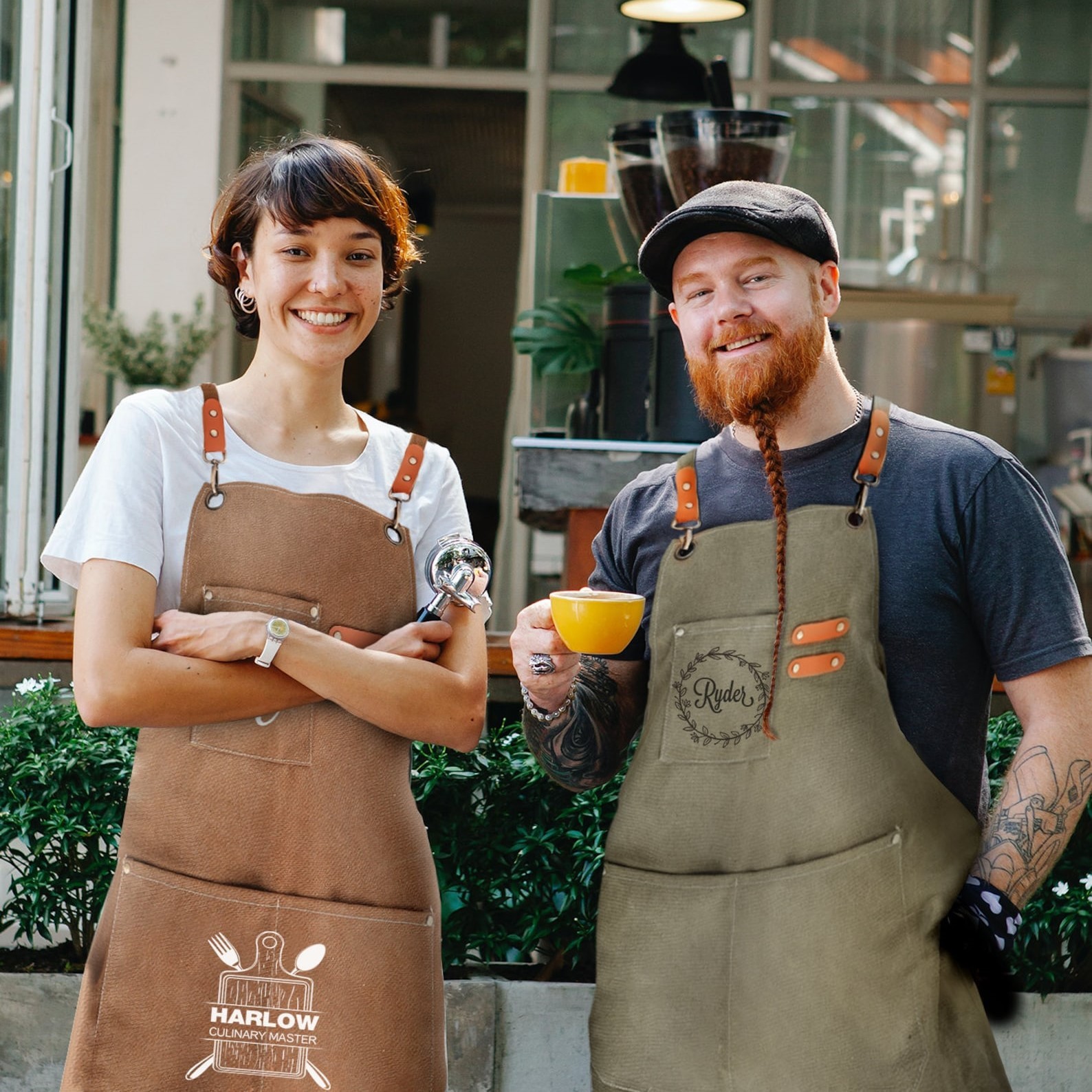 Personalized Name on Canvas Apron with Pockets for Unisex Adult | Apron22