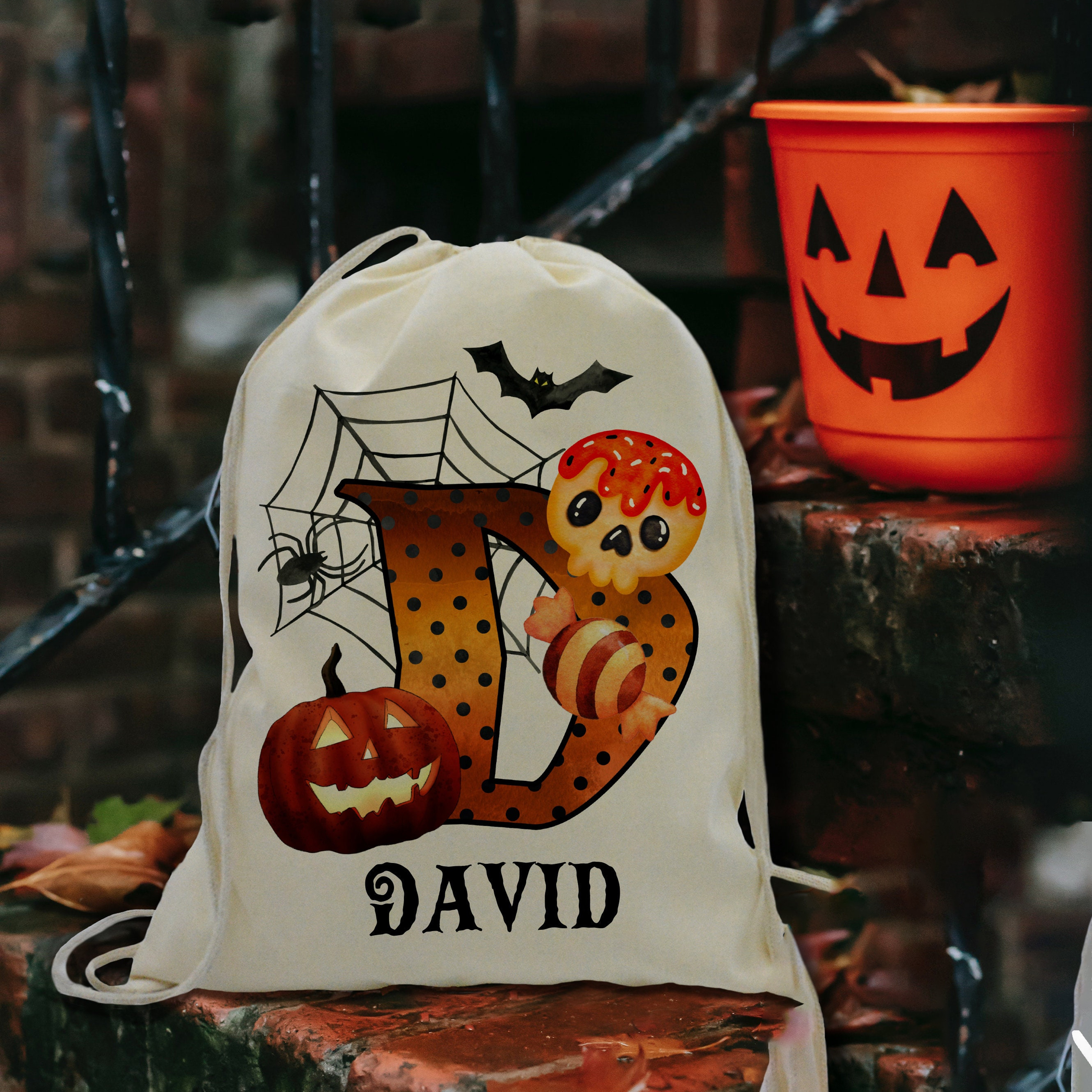 Personalized Name Pumpkin Treat Bag | CWHalloween06