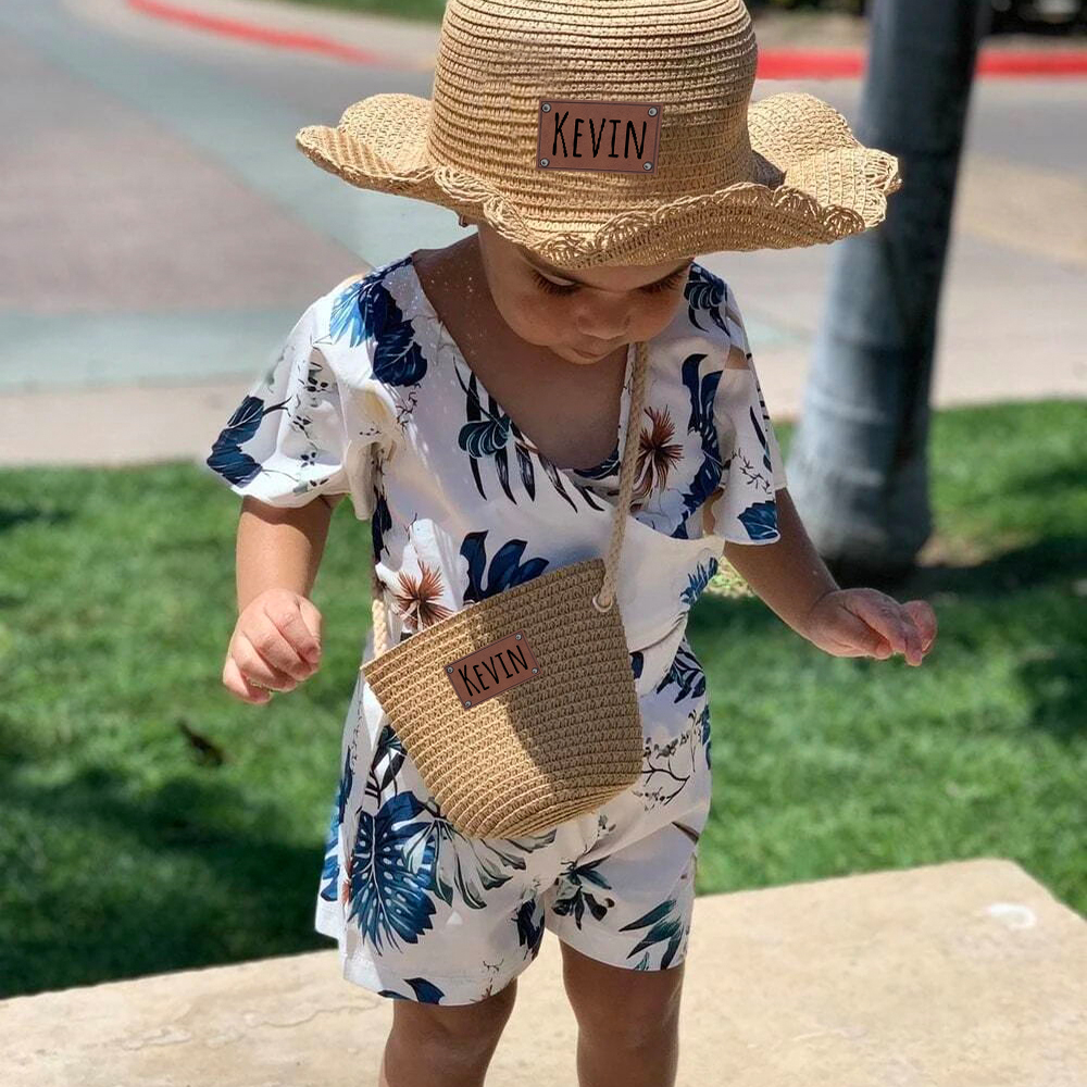 Personalized Lovely Straw Bucket Beach Hats with Matching Purse for Comfort & Unique | CWBeach87