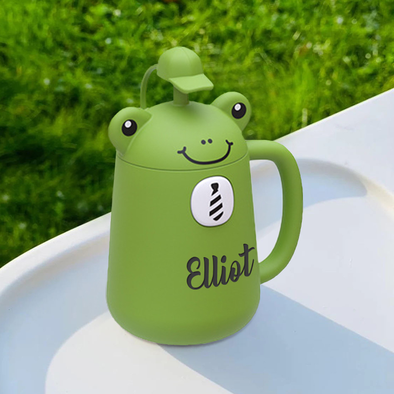 Personalized Silicone Cup with Lid and Straw | KidCup06