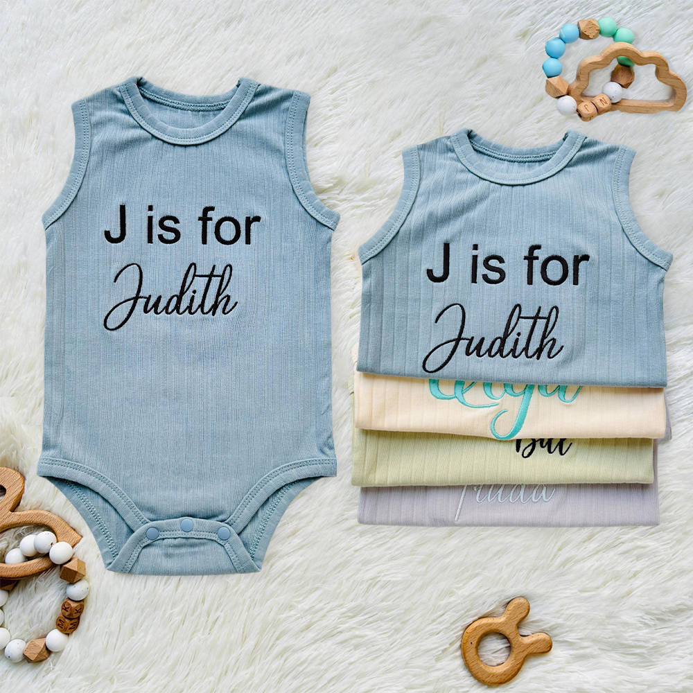 Personalized Embroidered Baby Summer Cool Breathable Romper | CWBaby264