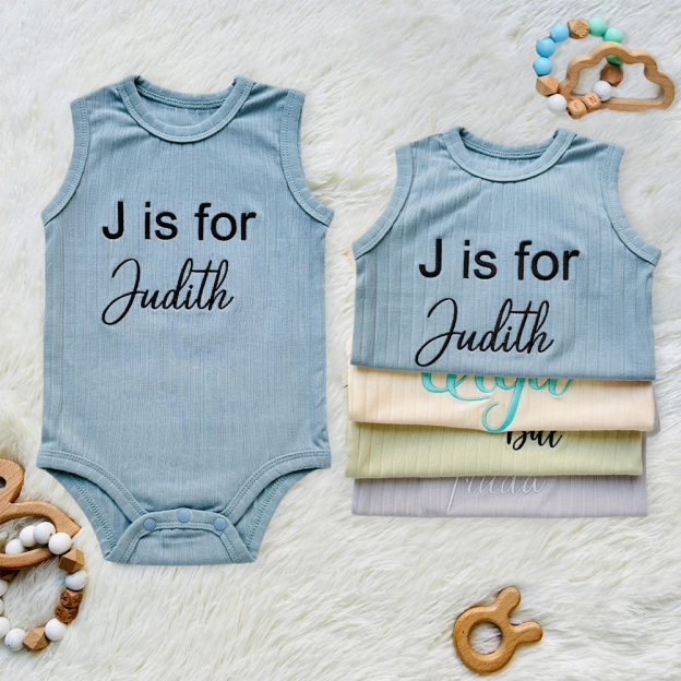 Personalized Embroidered Baby Summer Cool Breathable Romper | CWBaby264