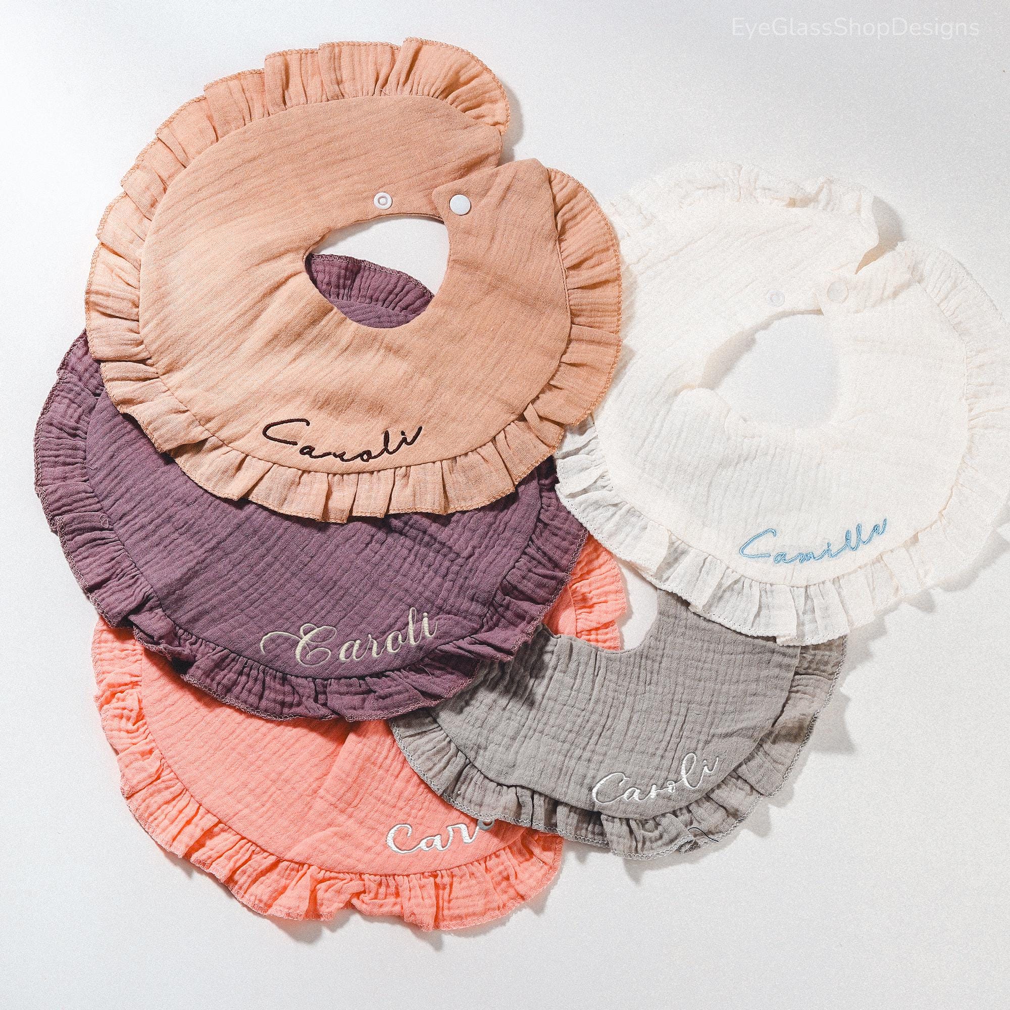 Personalized Embroidered Baby Name Muslin Bib | CWBaby216