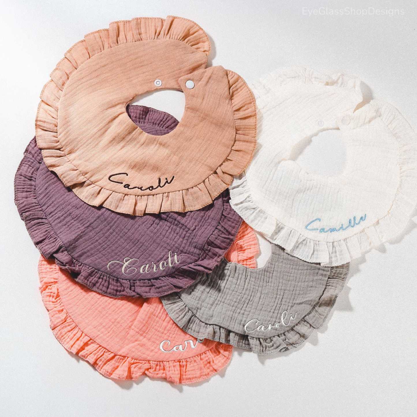 Personalized Embroidered Baby Name Muslin Bib | CWBaby216