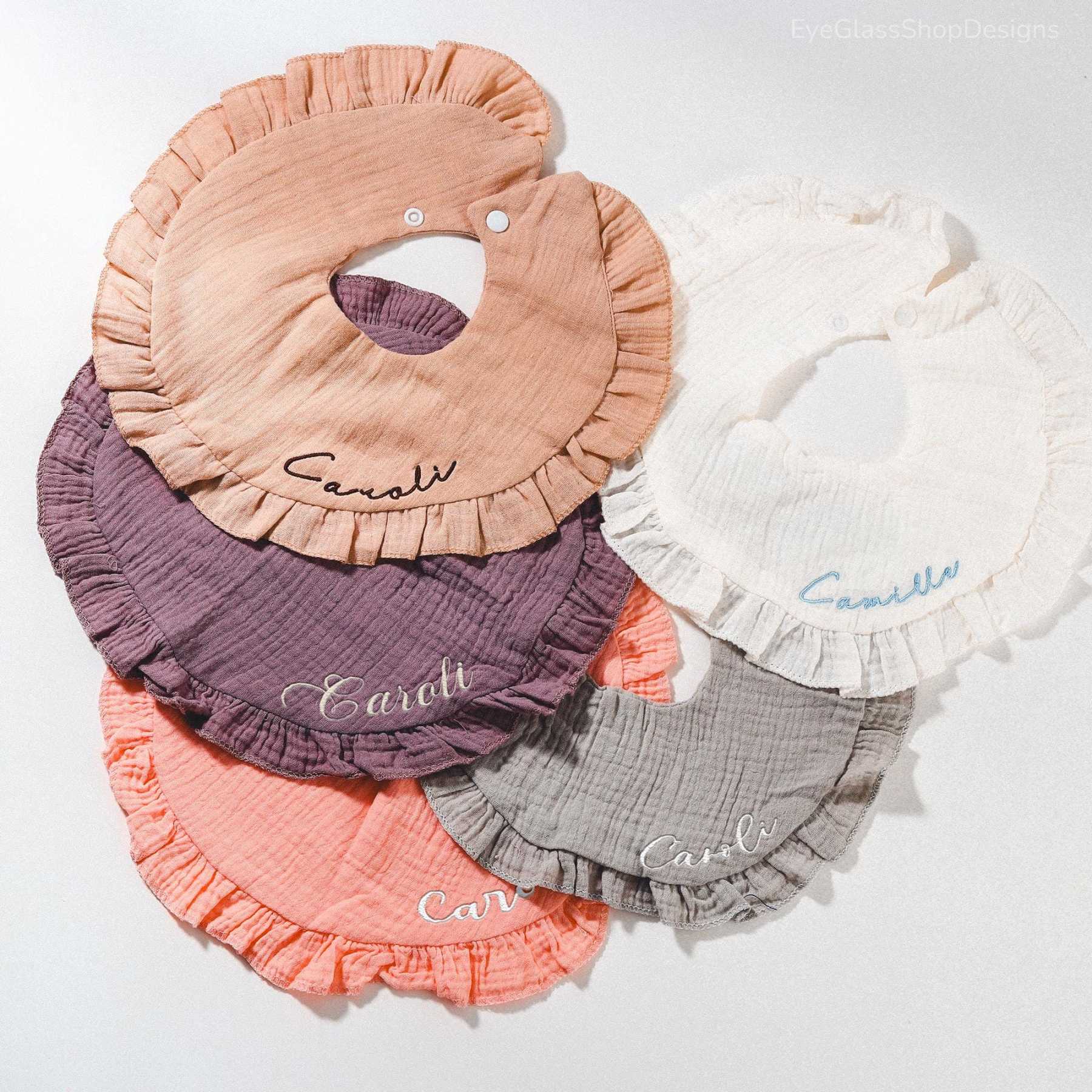 Personalized Embroidered Baby Name Muslin Bib | CWBaby216