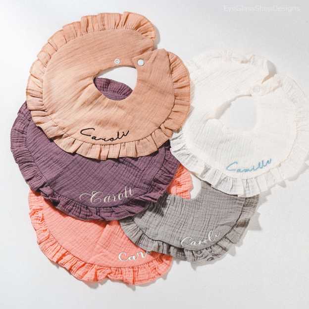 Personalized Embroidered Baby Name Muslin Bib | CWBaby216
