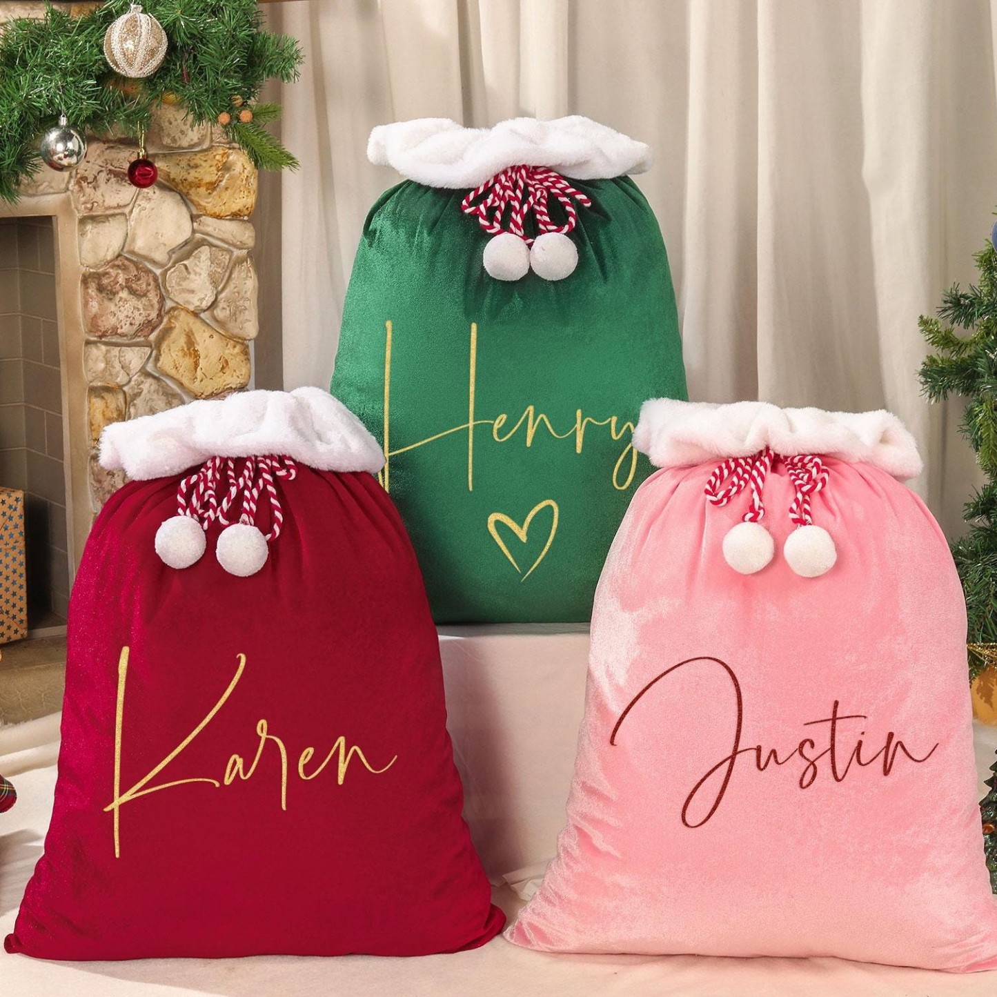 Personalized Christmas Velvet Santa Sack for Gifts | MCGift102