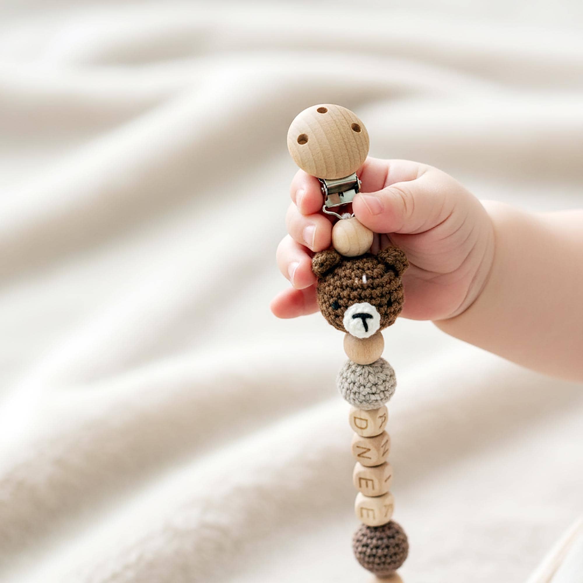 Personalized Baby Pacifier Crocheted Animal Clip | CWToy148