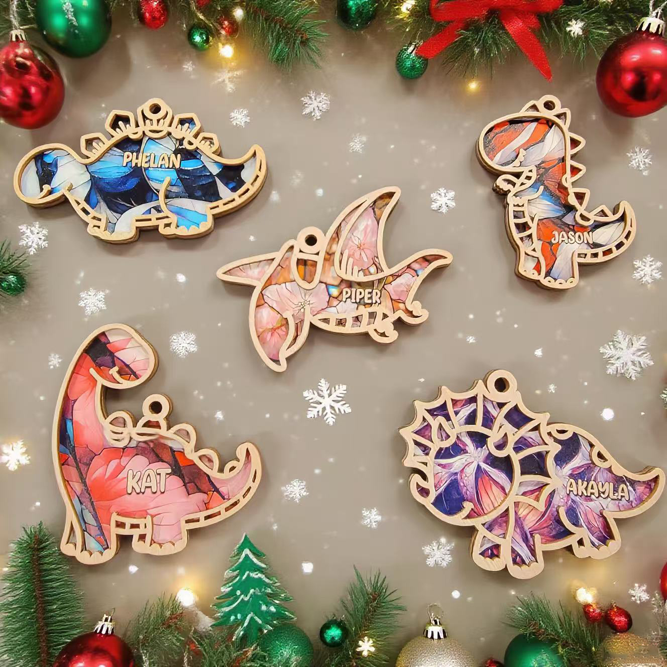 Personalized Dinosaur Christmas Tree Ornaments | MCGift148