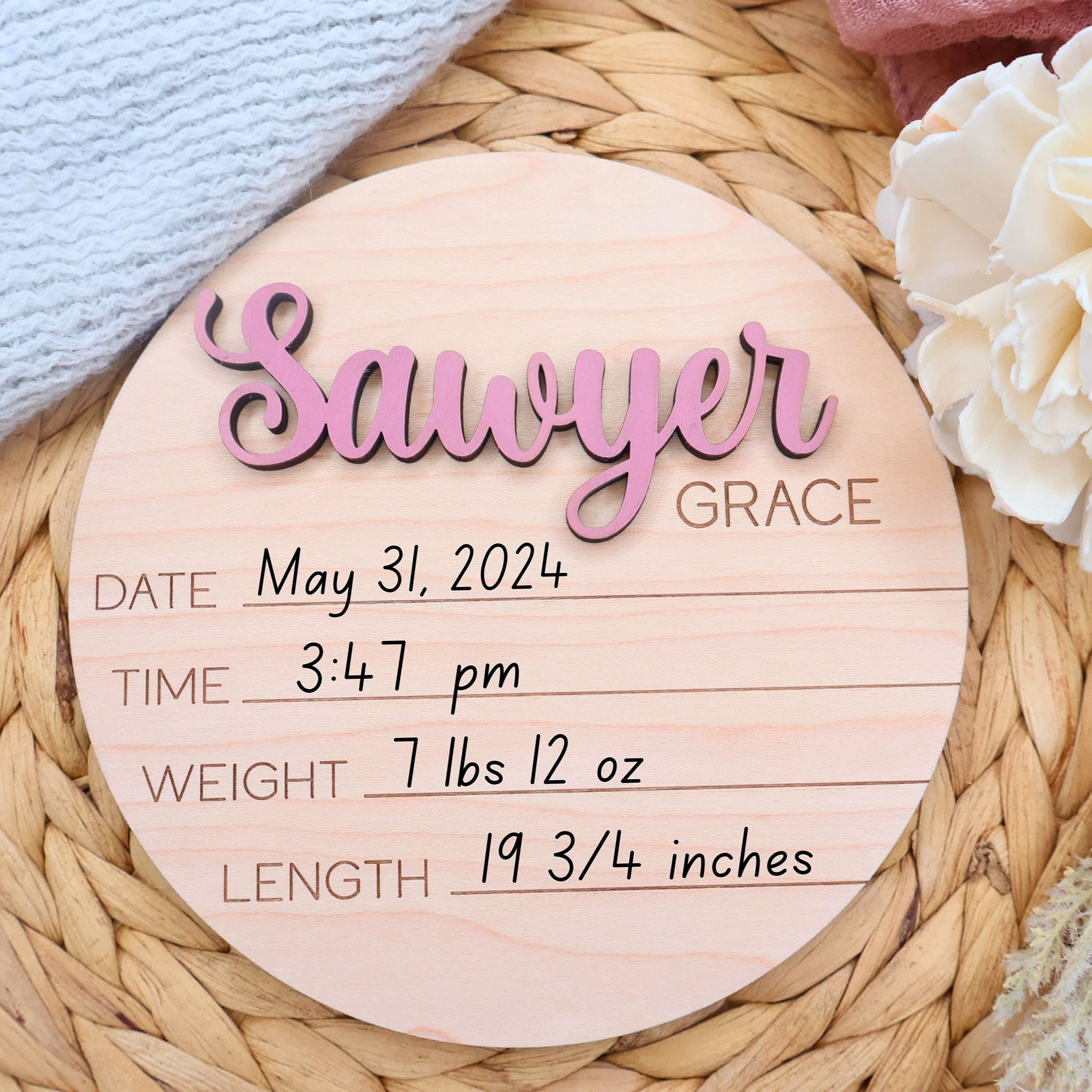 Personalized Wooden Newborn Baby Name Sign | CWBaby95