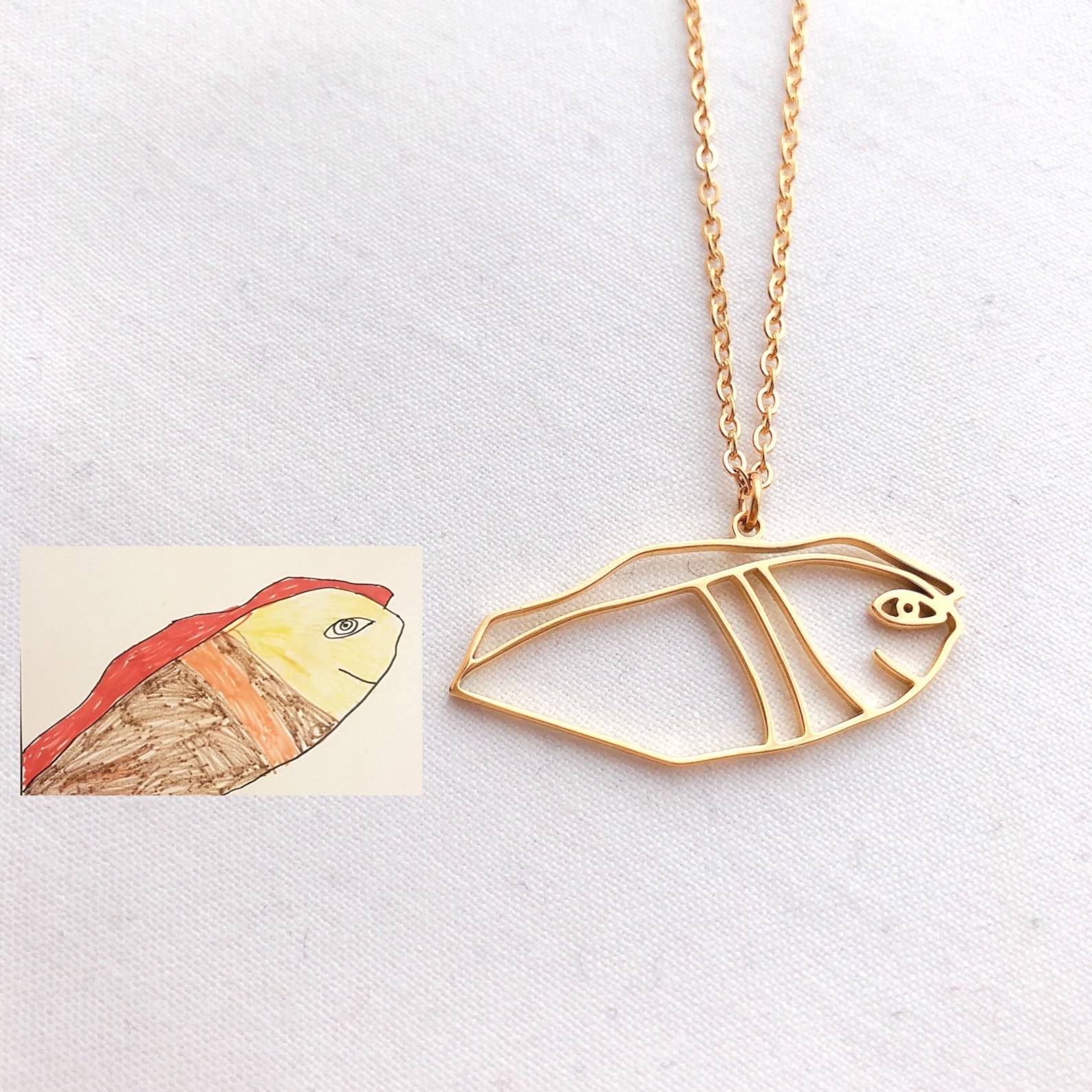 Personalized Kids Painting Artwork Necklace | CWJewelry01