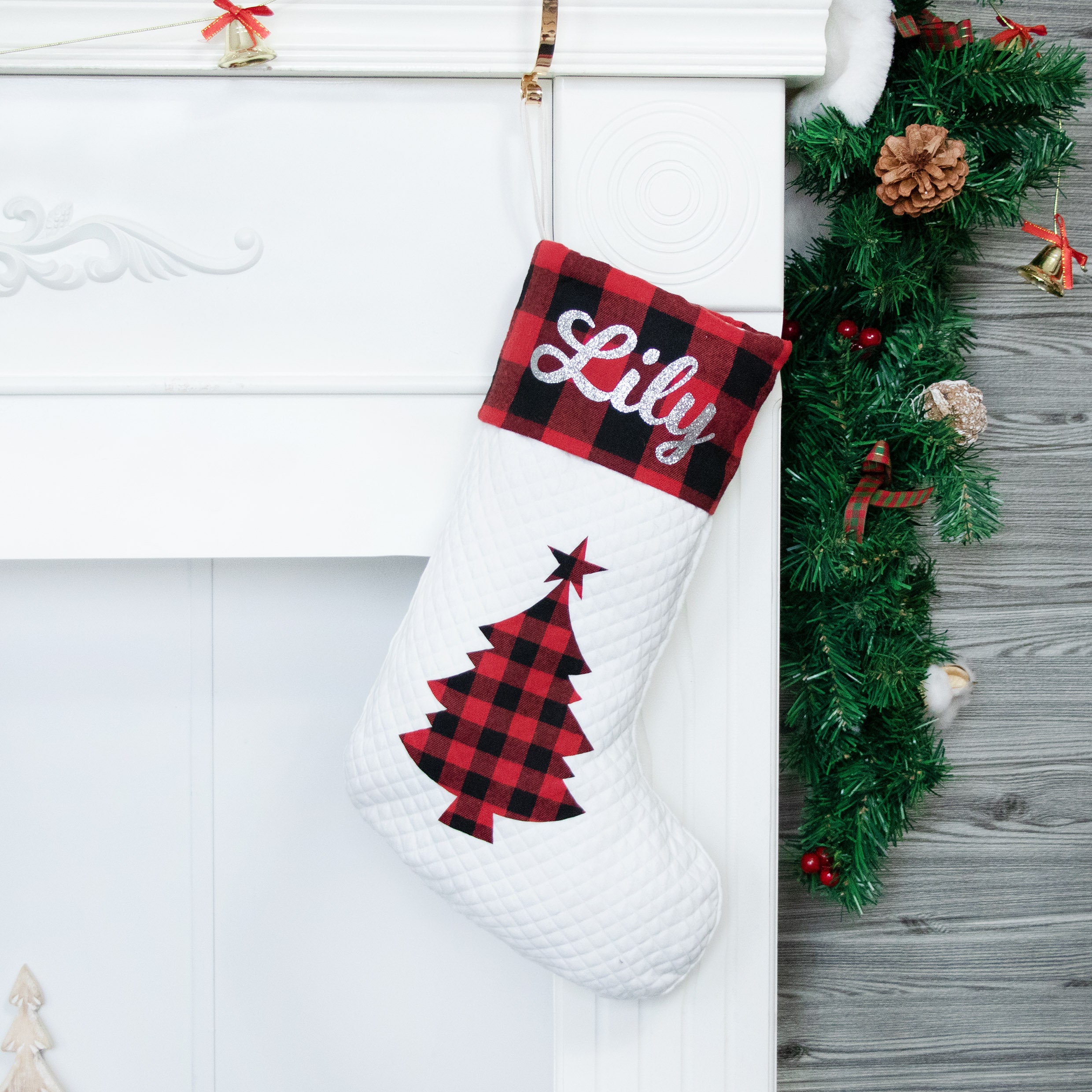 Personalized Buffalo Plaid Christmas Stocking | MCGift58