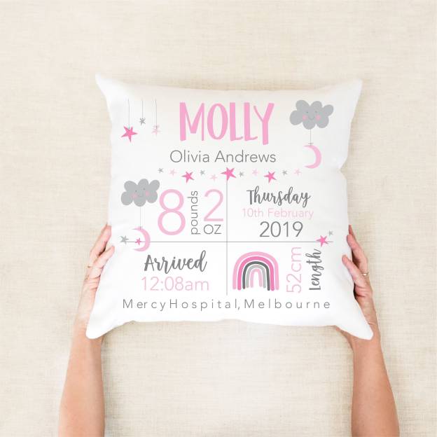 Personalised Lovely Birth Announcement Cushion | CWBaby96