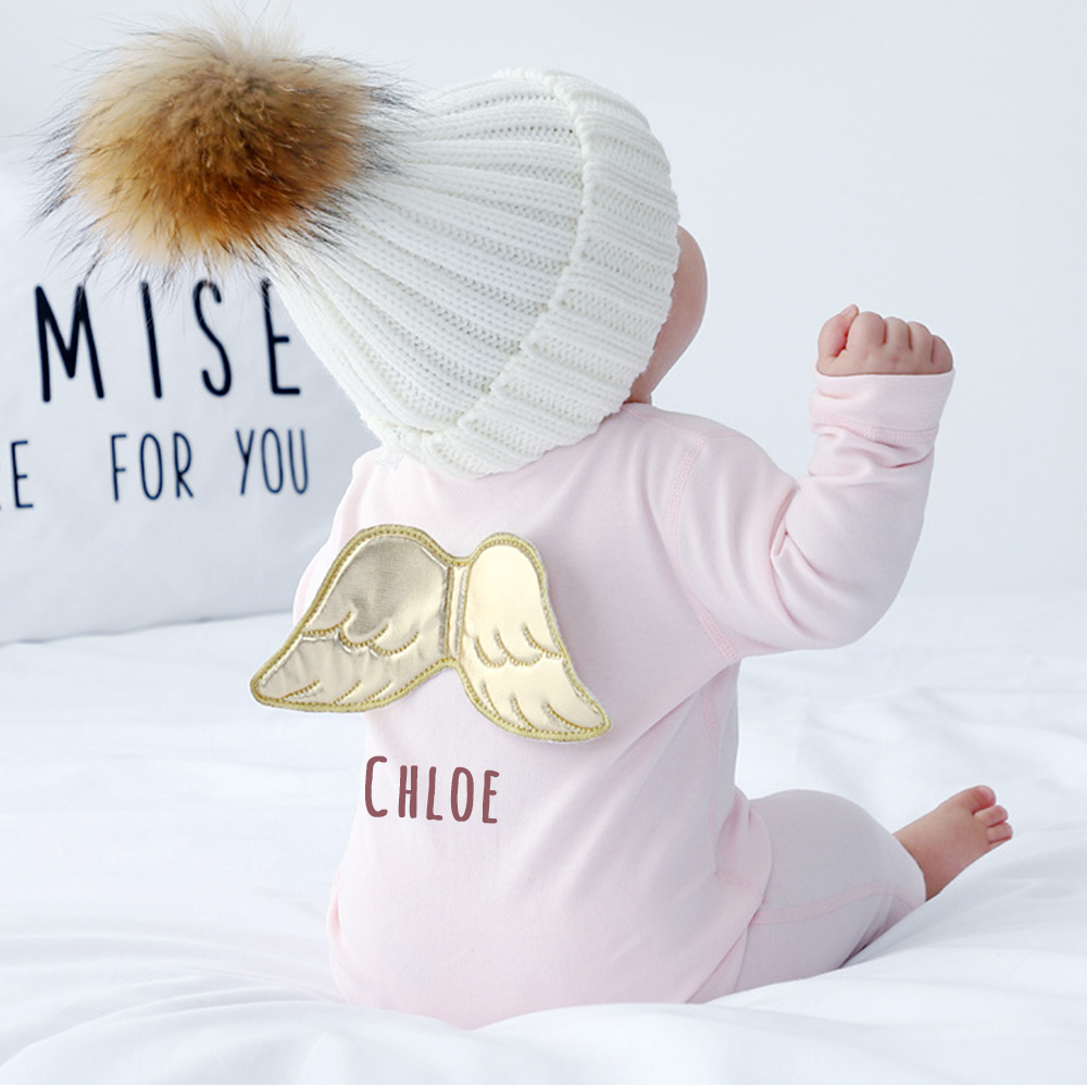 Personalized Baby Angel Wings Long Sleeve Romper | CWBaby120