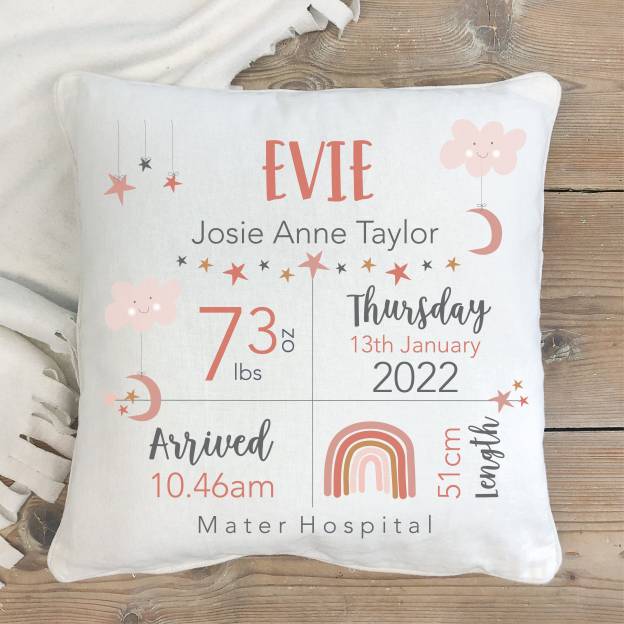 Personalised Lovely Birth Announcement Cushion | CWBaby96
