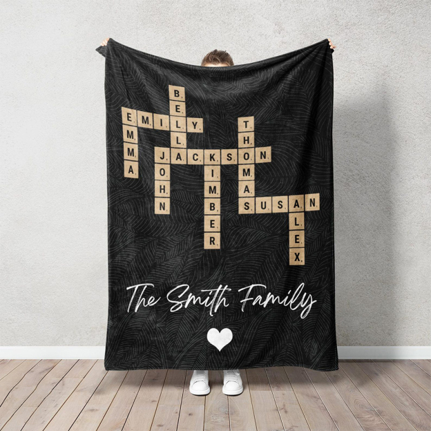 Personalized Family Name Crossword Blanket for Comfort & Unique | BKName16