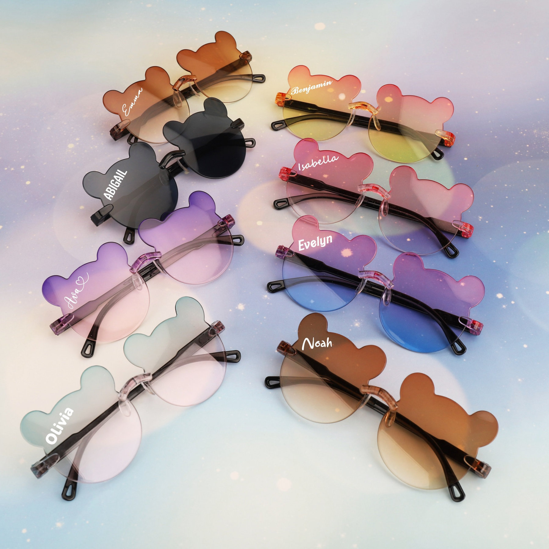 Personalized Bear Outline Rimless Sunglasse For Kids | CWBeach101