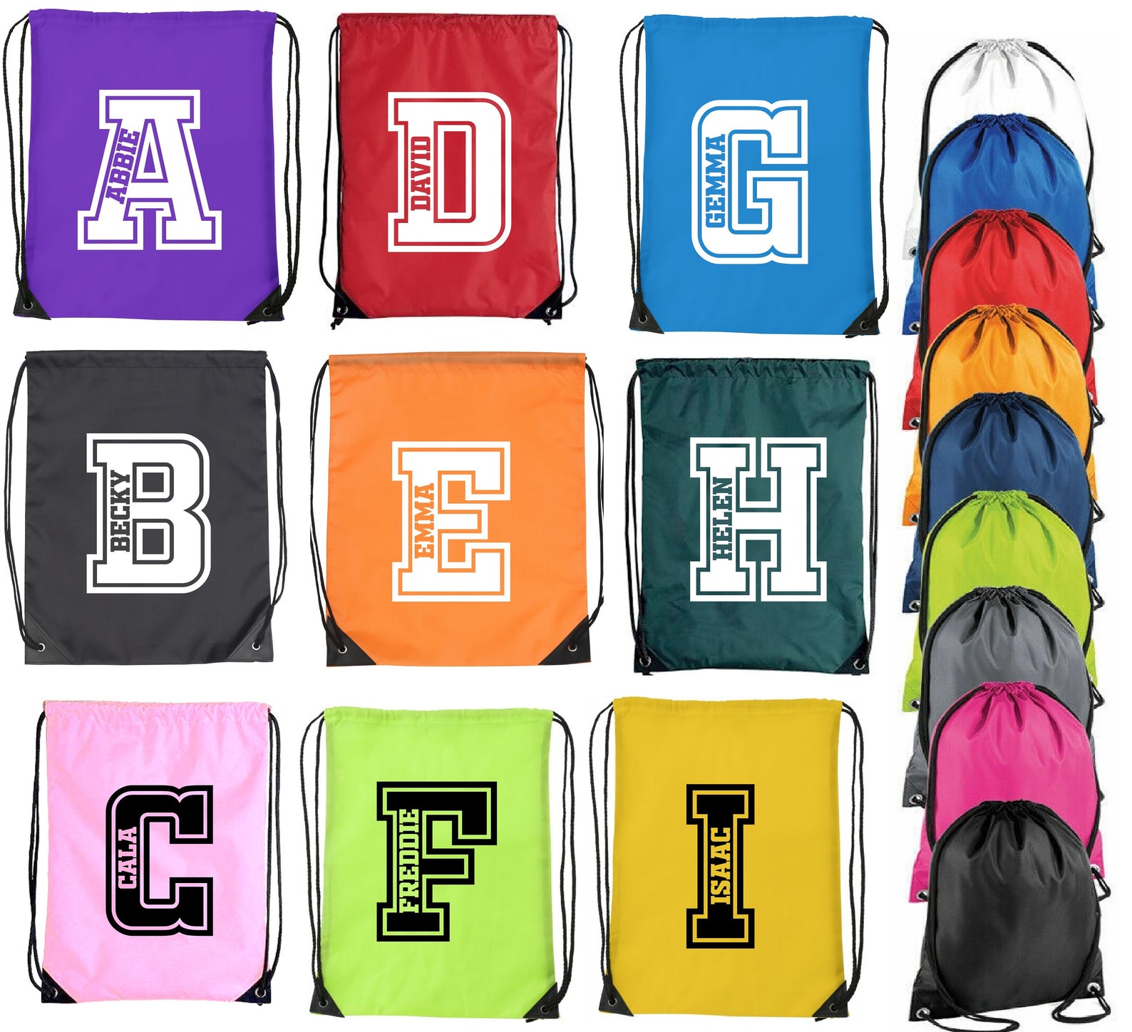 Personalized Initial & Name Beach Drawstring Rucksack Bag | CWBeach70
