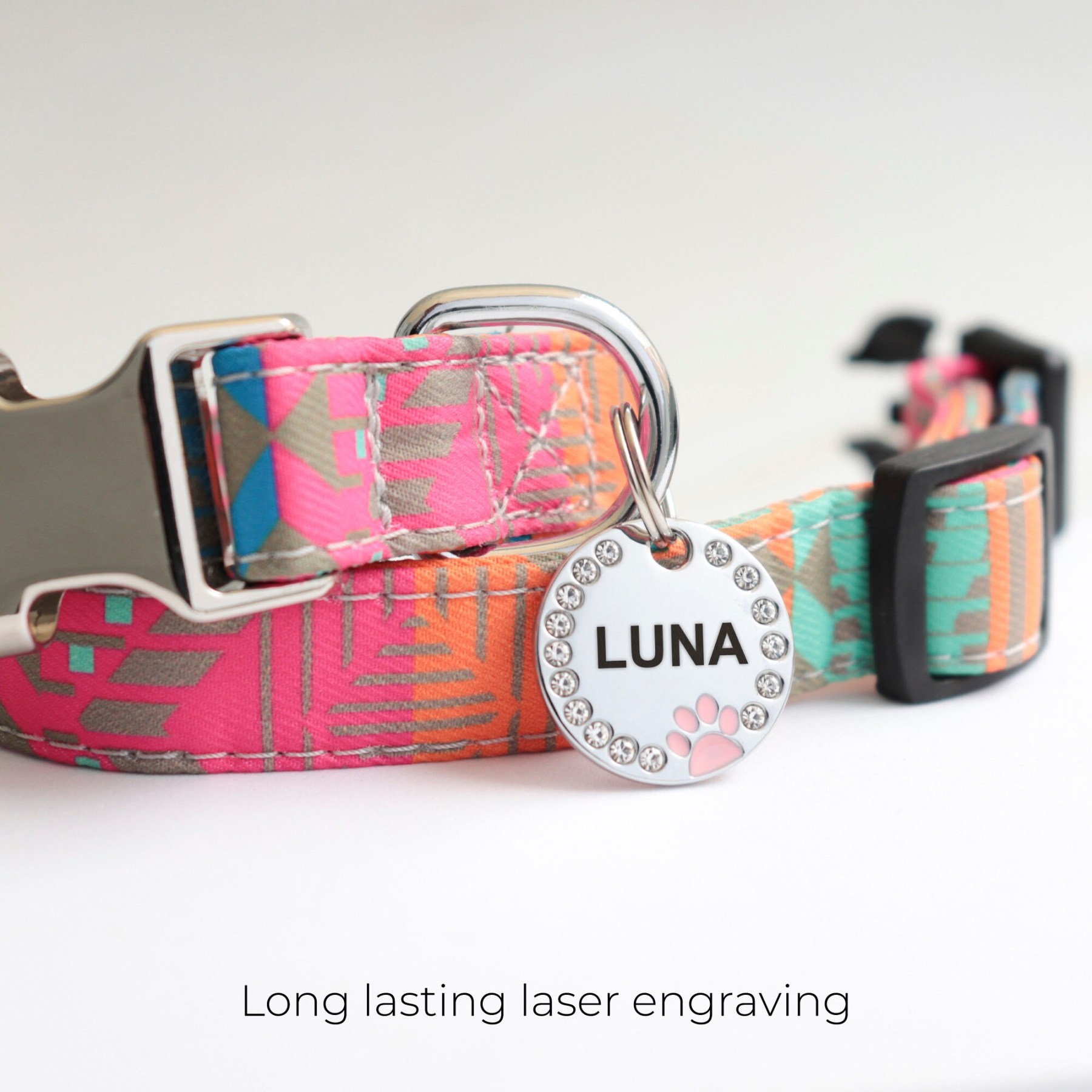 Personalized Sparkling Paw Double Sided Pet ID Tag | BKPet63