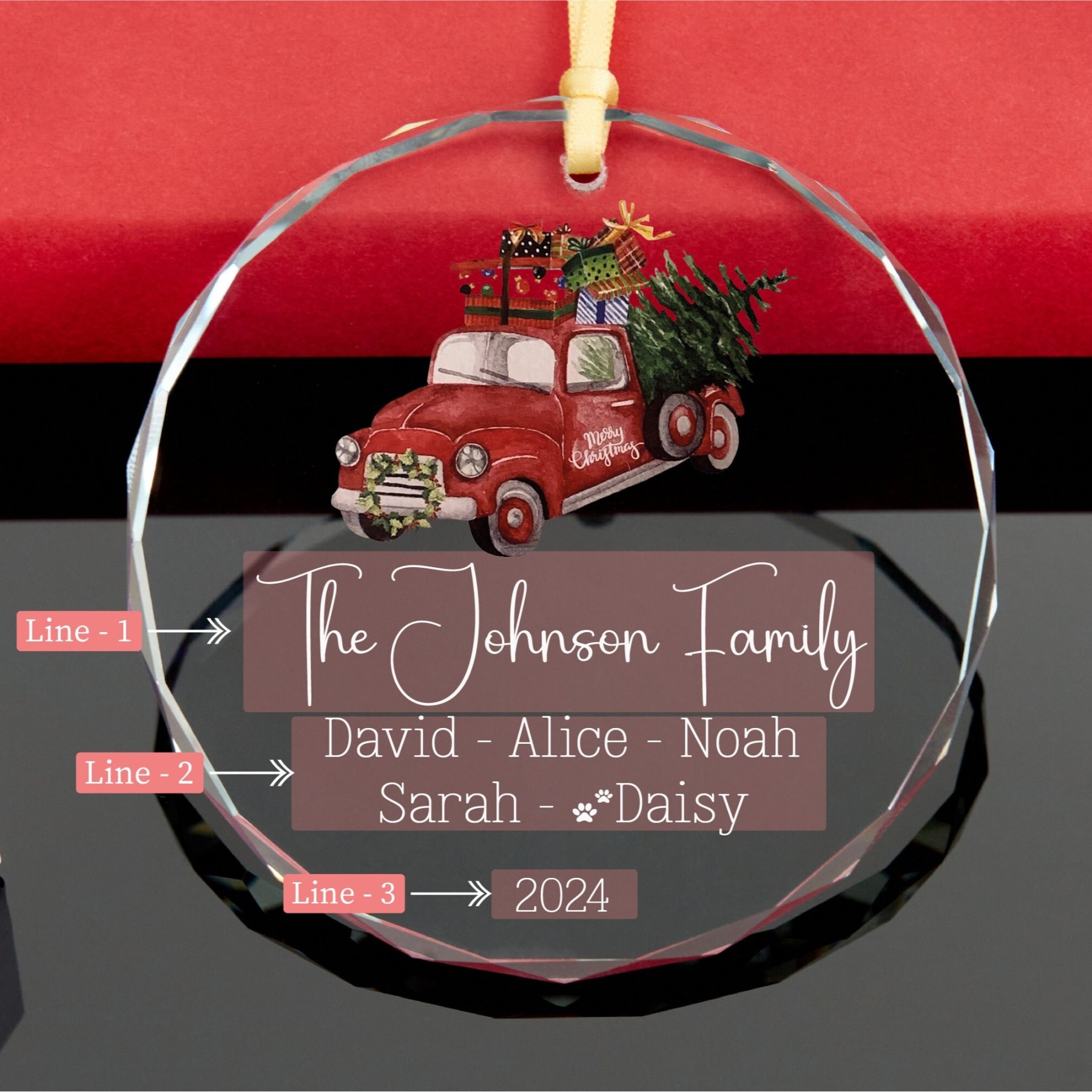 Personalized Glass Family Christmas Ornaments | CWGlass04