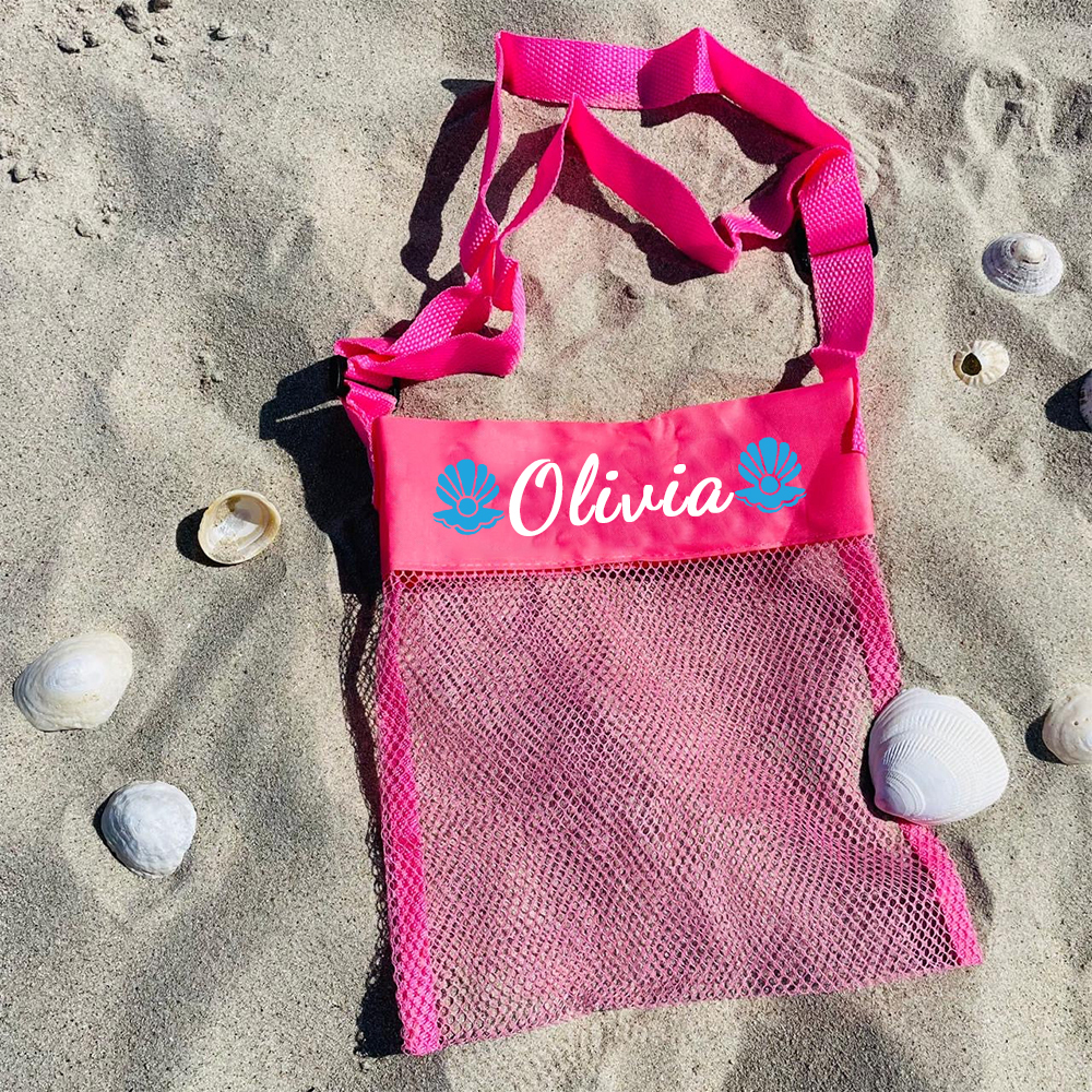 Personalized Seashell Collection Mesh Beach Bag | CWBeach148