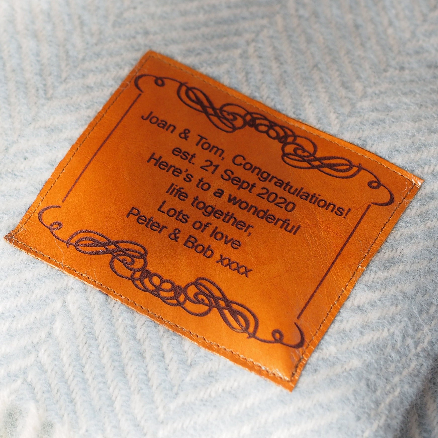 Personalised Message Leather Patch Warm Blanket | BKKid111