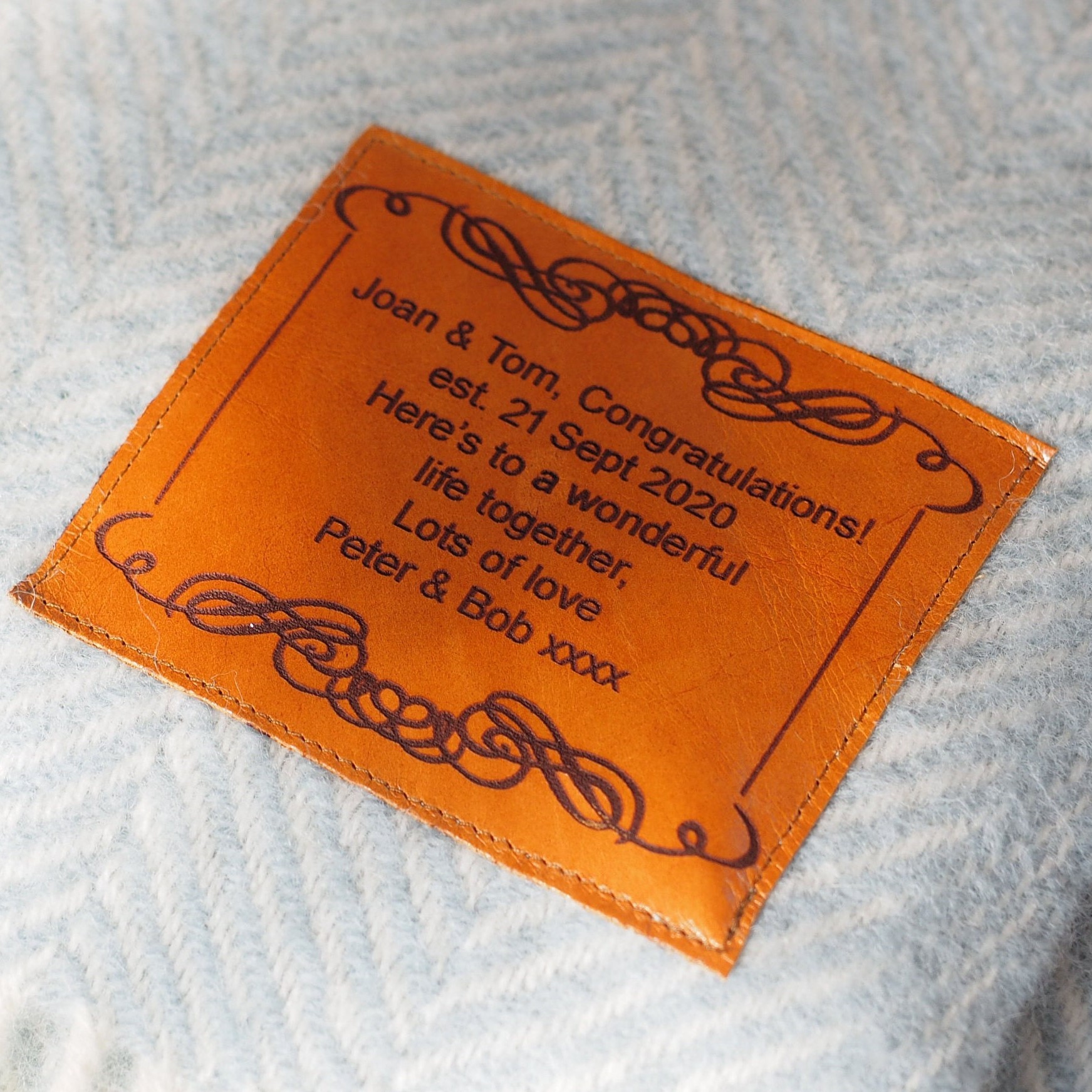 Personalised Message Leather Patch Warm Blanket | BKKid111