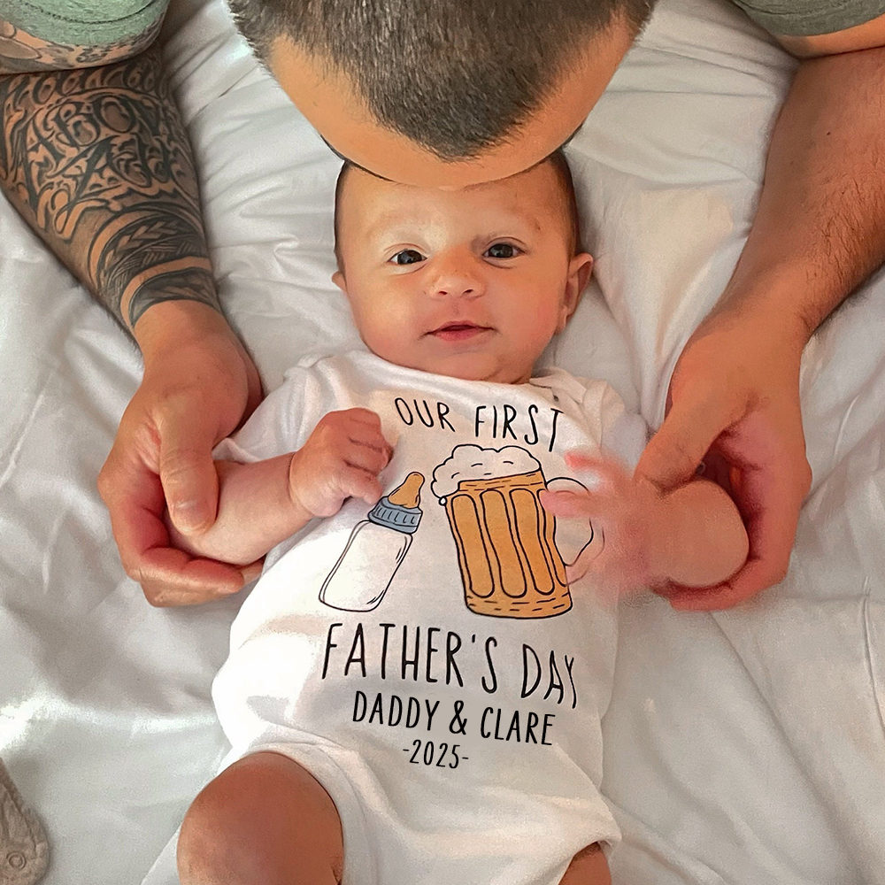 Personalized First Father's Day Daddy and Baby Outfit | CWFamily88