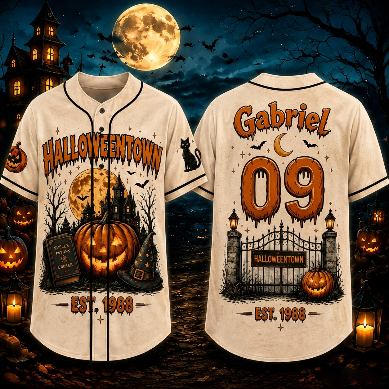 Personalized Halloween Button Up Baseball Jersey For Kid & Adult | CWHalloween98
