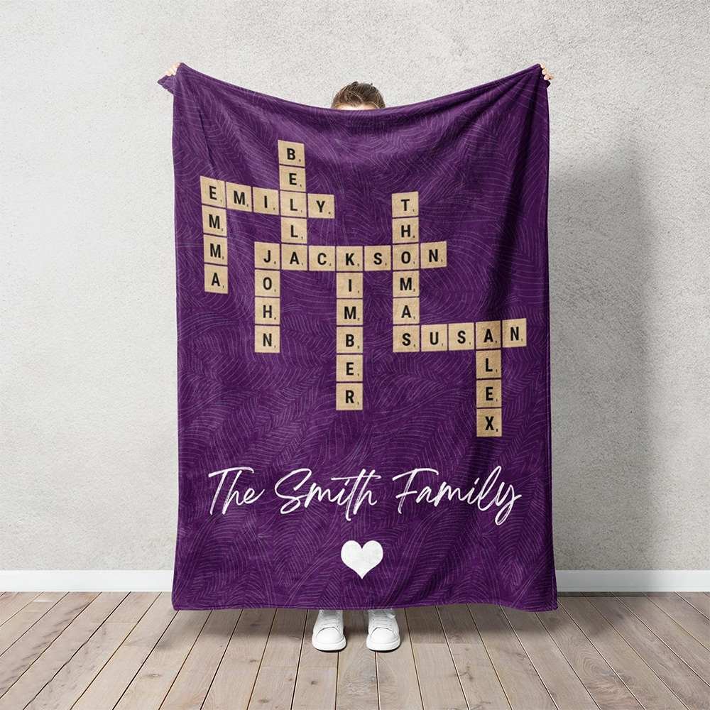 Personalized Family Name Crossword Blanket for Comfort & Unique | BKNa