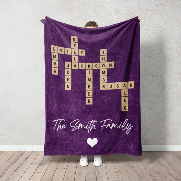 Personalized Family Name Crossword Blanket for Comfort & Unique | BKName16