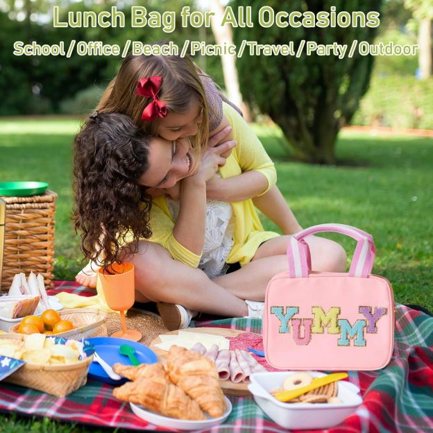 Personalized Chenille Letters Patch Kids Lunch Bag