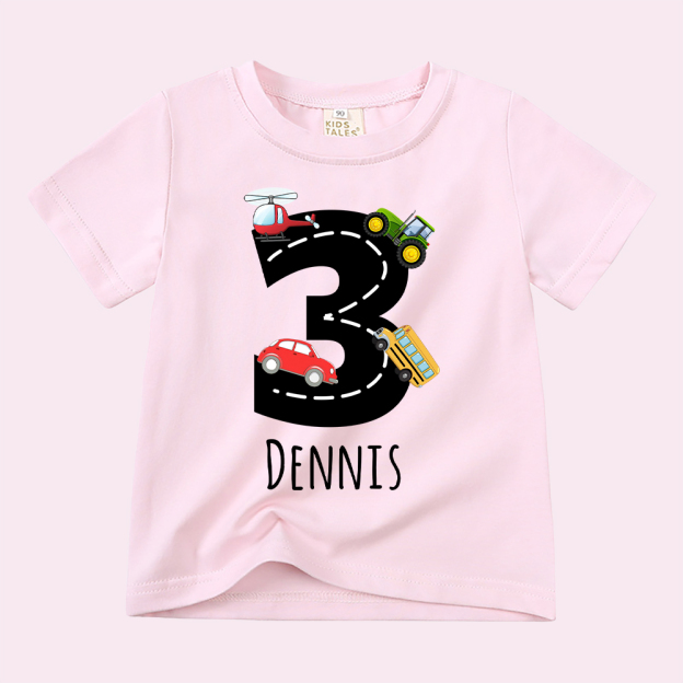 Personalized Kid Transportation Vehicle Party Birthday T-Shirt | inTee14