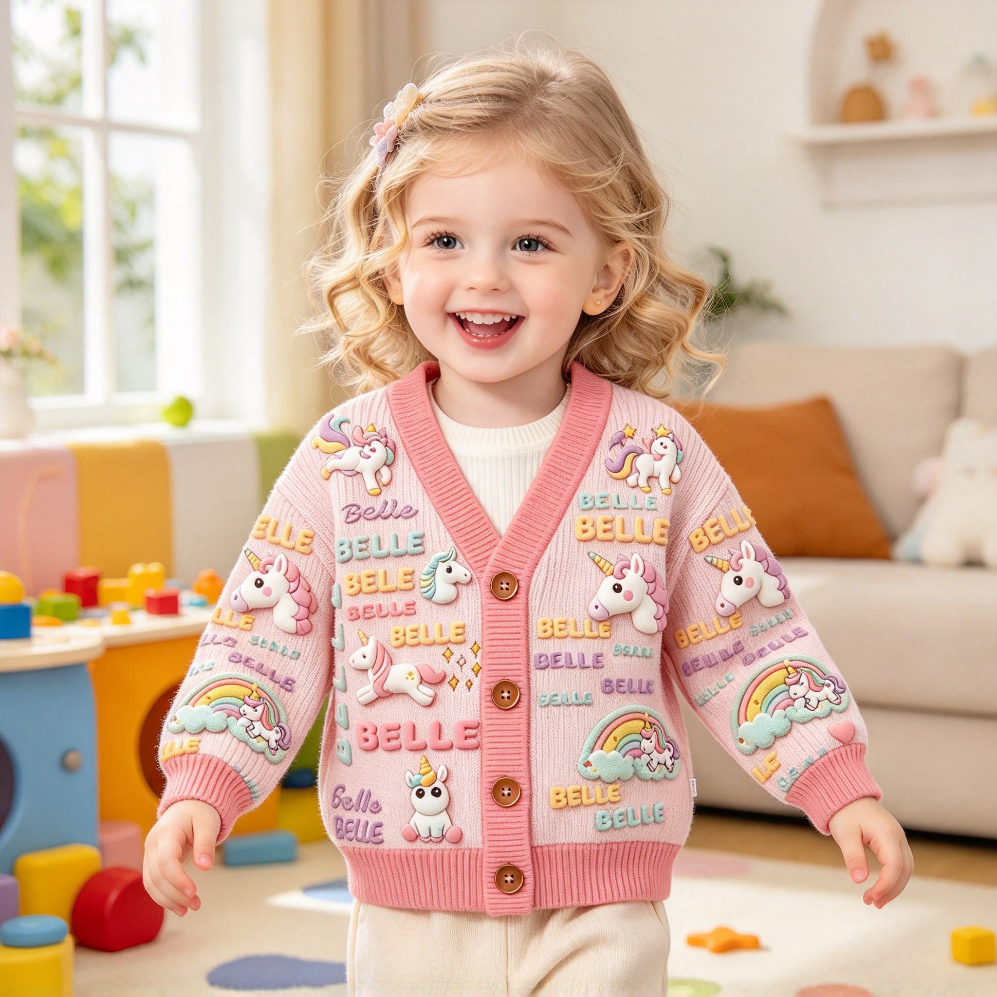 Personalized Lovely Kids Adorable Unicorn Knit Sweater | CWSweater30