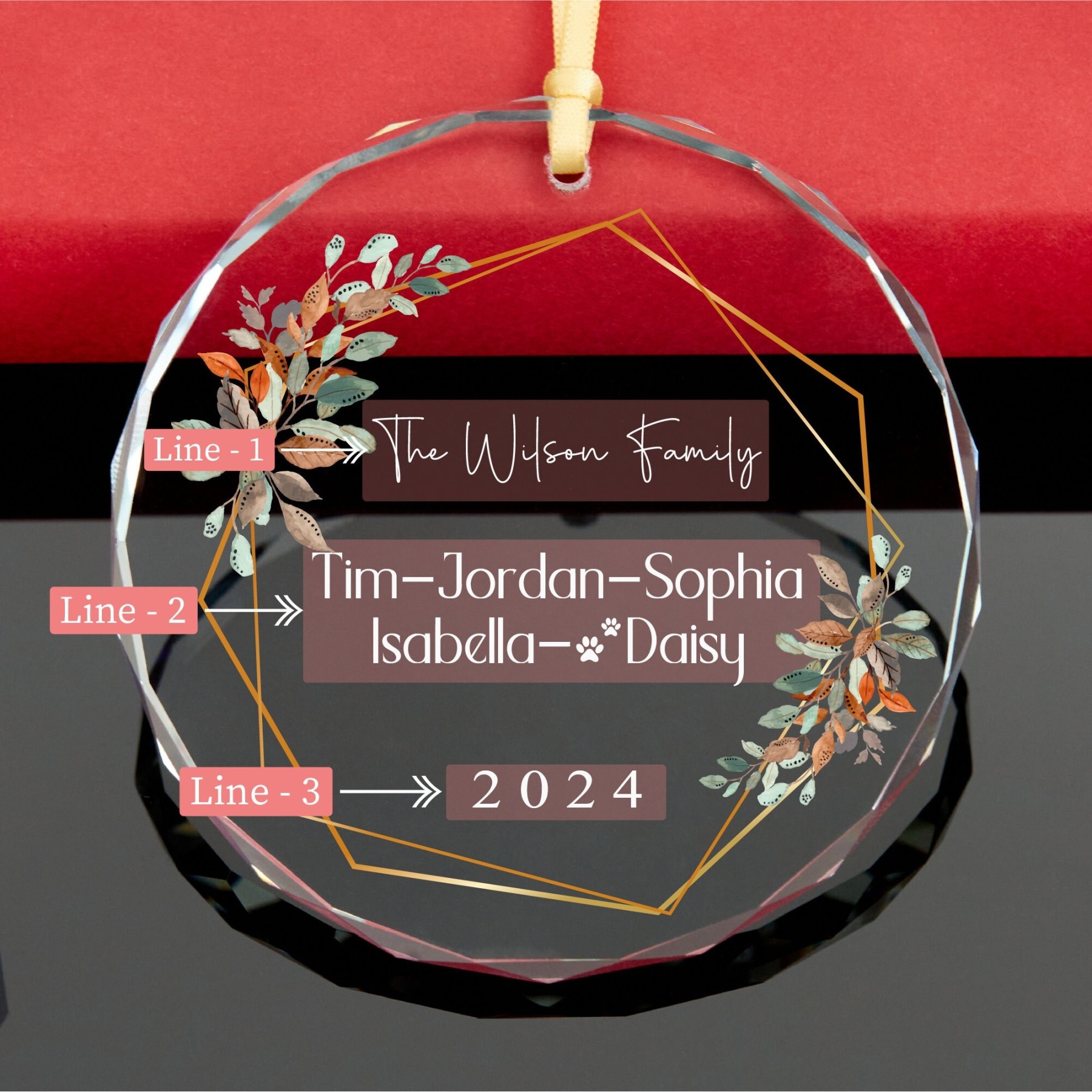 Personalized Glass Family Christmas Ornaments | CWGlass20