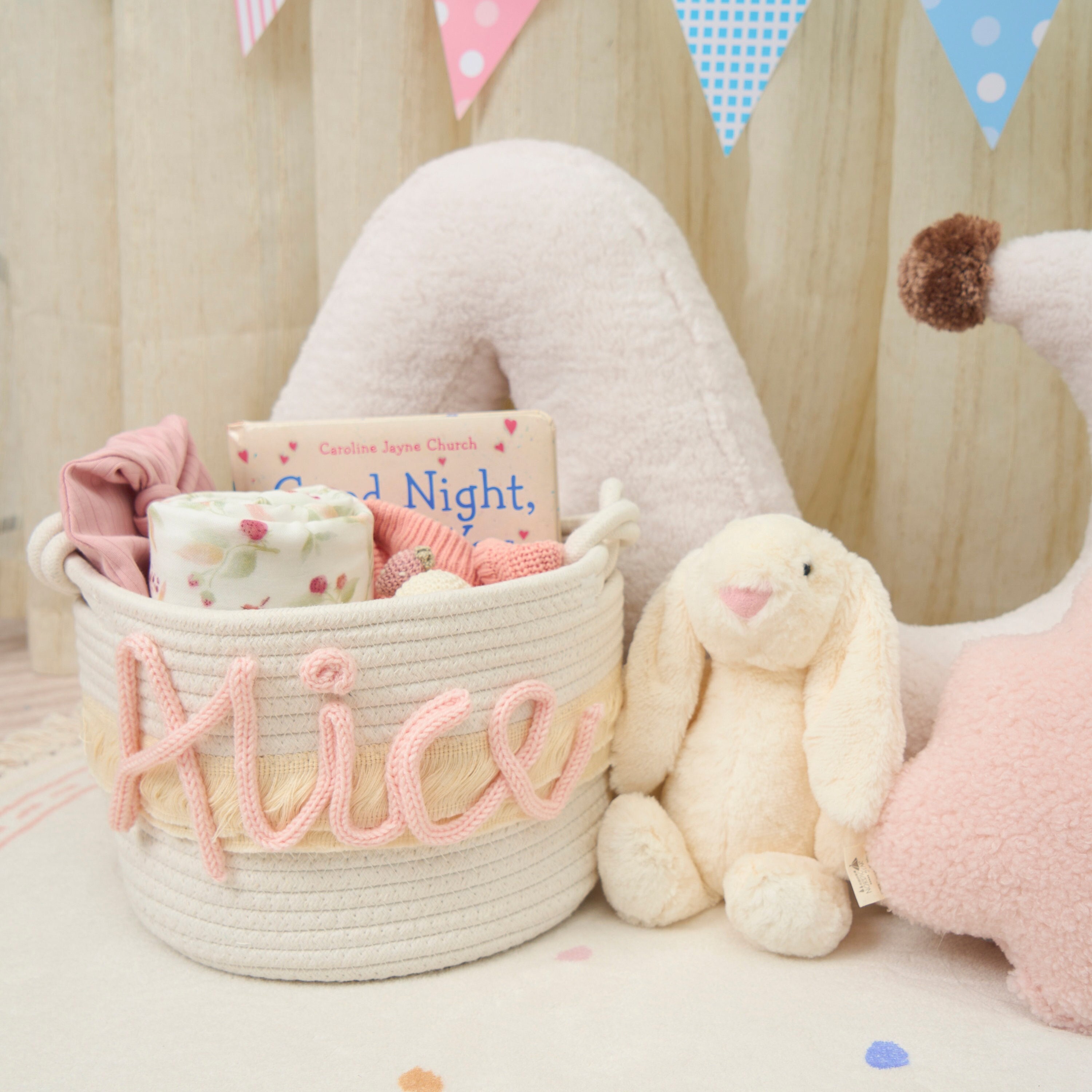 Personalized Knitted Wire Name Cotton Rope Basket | CWBaby91