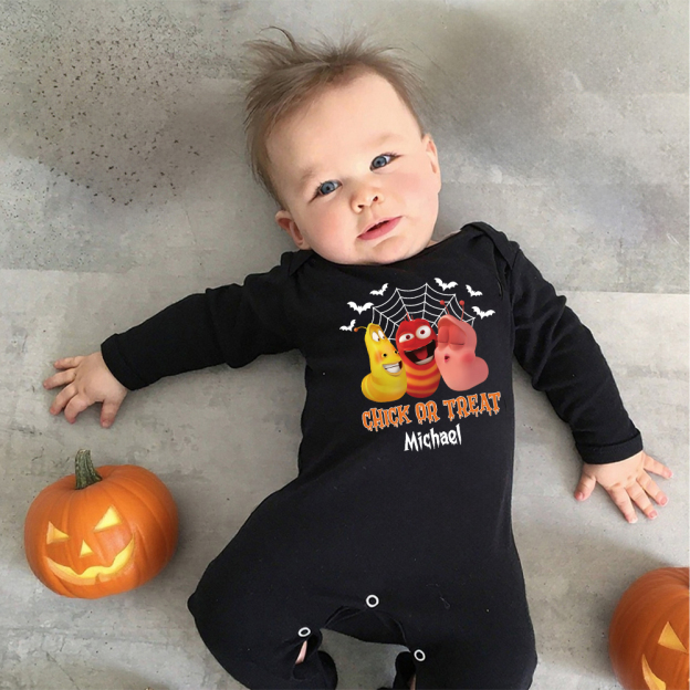 Personalized Larva's Halloween Funny Baby Romper | Larva08
