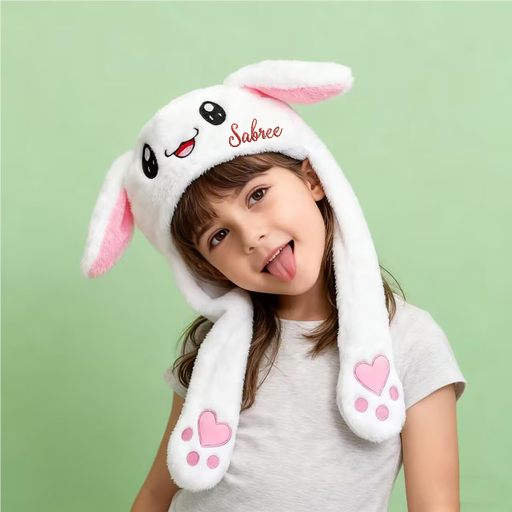 Personalized Embroidery Funny Ears Moving Plush Hat | HSKid79