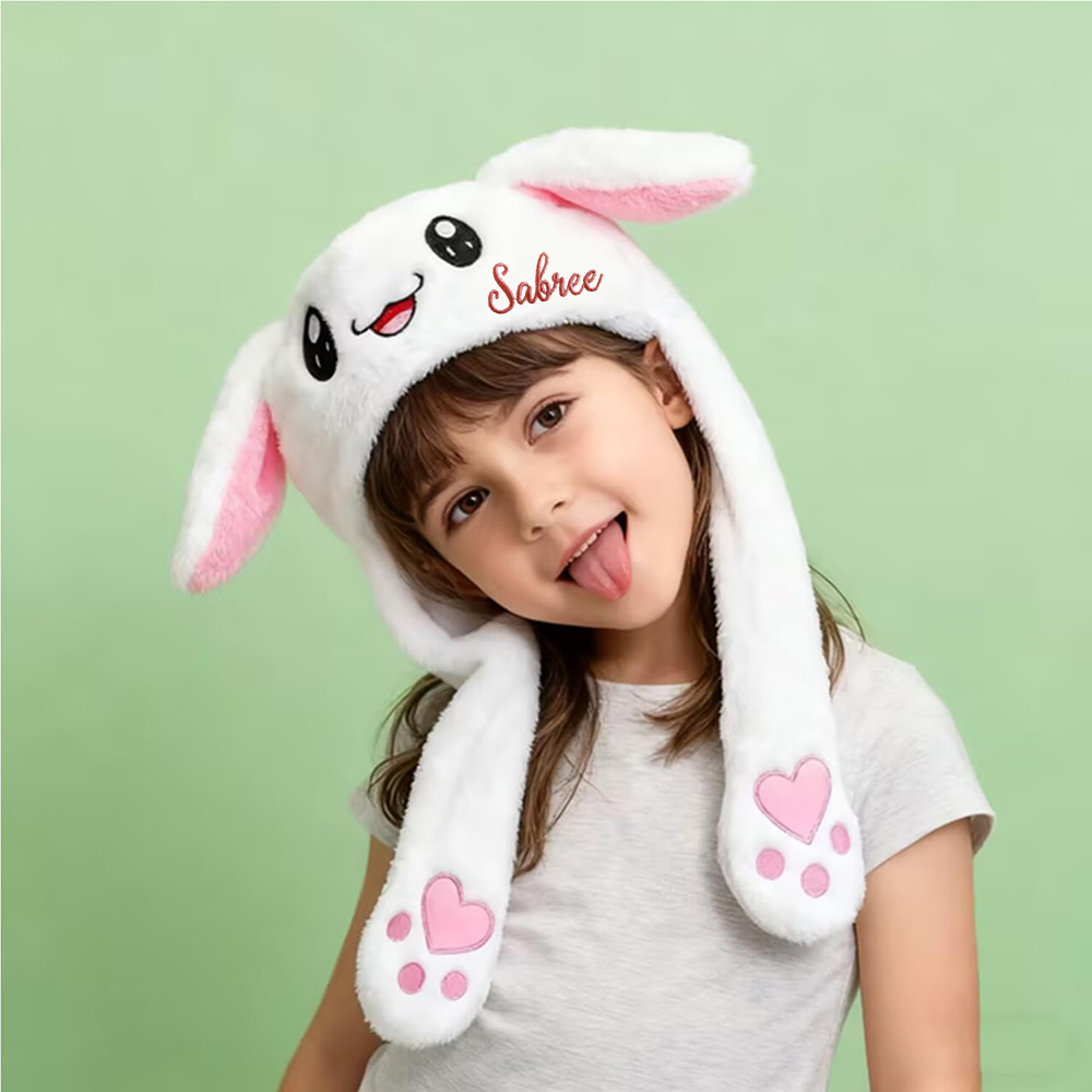 Personalized Embroidery Funny Ears Moving Plush Hat | HSKid79