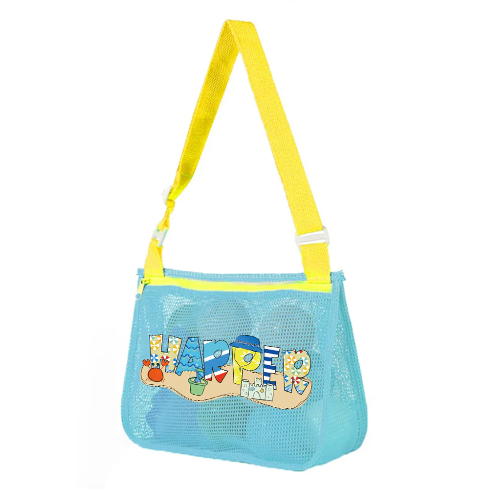 Personalized Seashell Zipper Mesh Beach Bag | CWBeach189