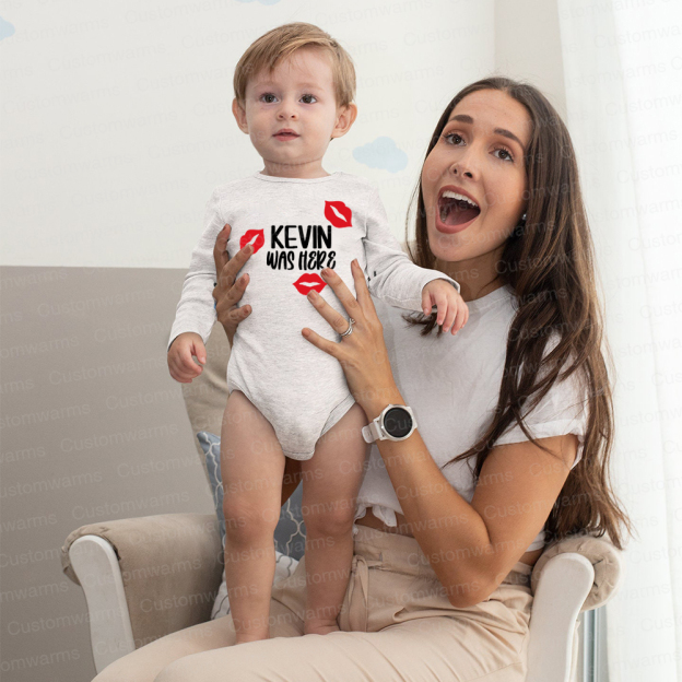 Personalized Baby I Was Here Kisses Romper | CWBaby215