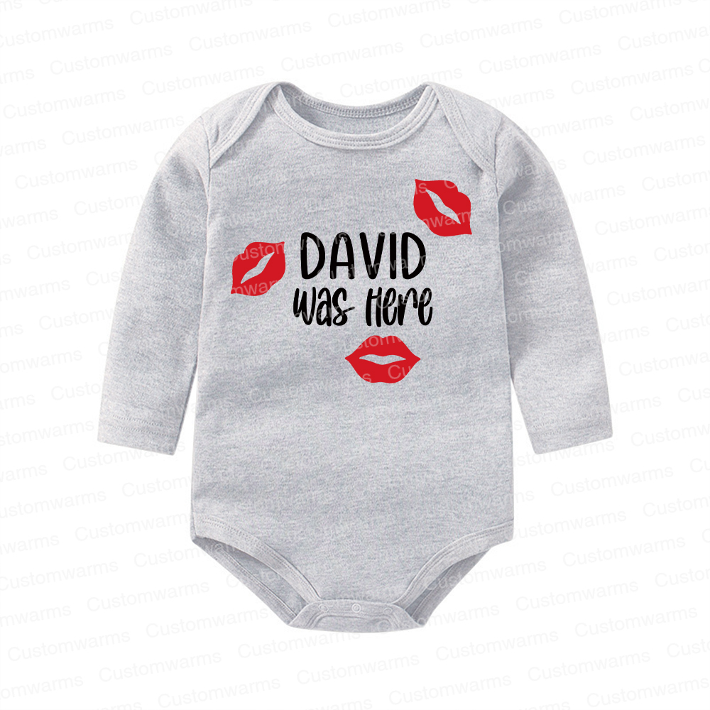 Personalized Baby I Was Here Kisses Romper | CWBaby215