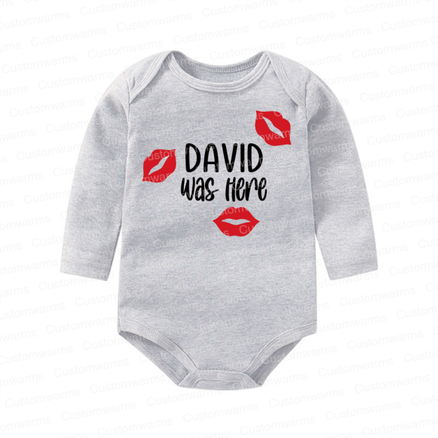 Personalized Baby I Was Here Kisses Romper | CWBaby215