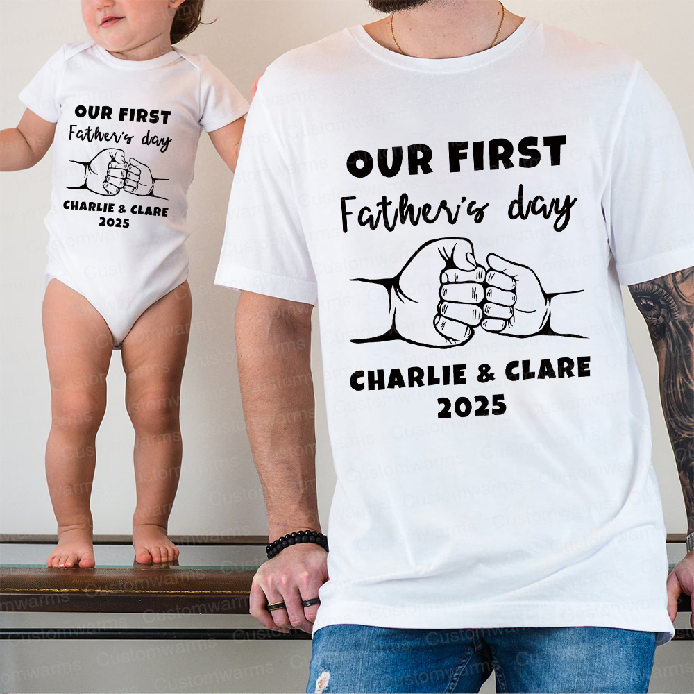 Personalized First Father's Day Daddy and Baby Outfit | CWFamily67
