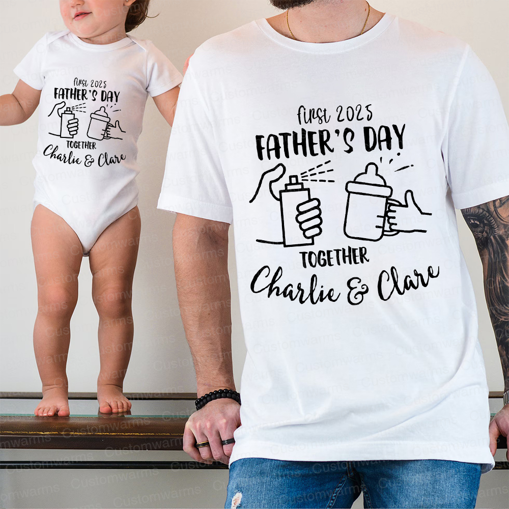 Personalized First Father's Day Daddy and Baby Outfit | CWFamily68