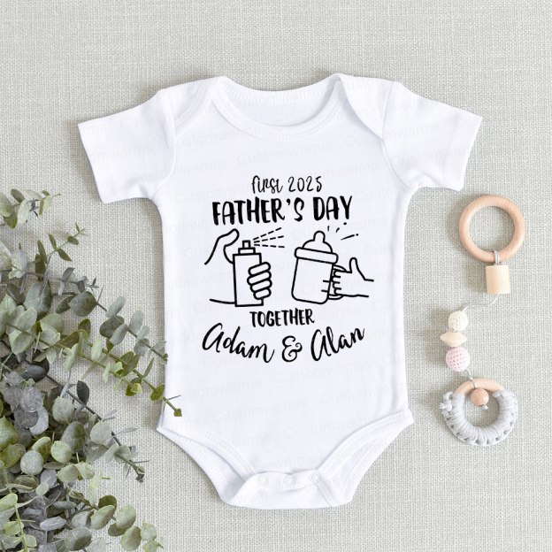 Personalized First Father's Day Daddy and Baby Outfit | CWFamily68