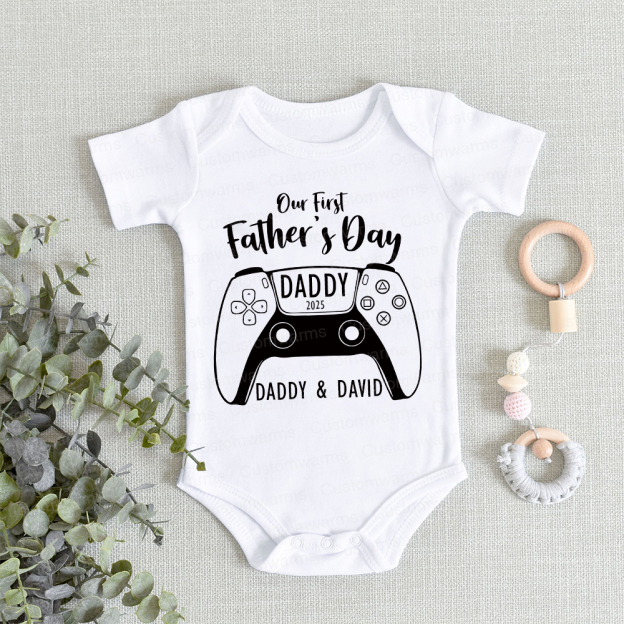Personalized First Father's Day Daddy and Baby Outfit | CWFamily85