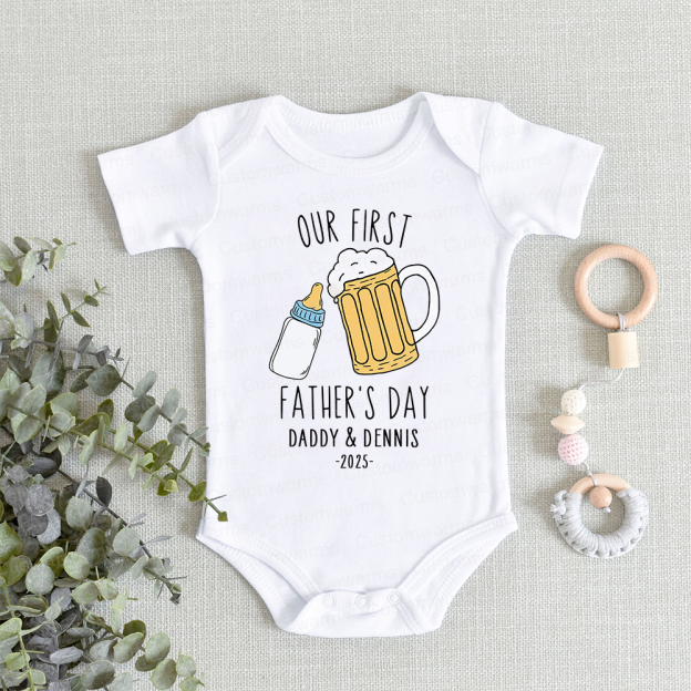 Personalized First Father's Day Daddy and Baby Outfit | CWFamily88