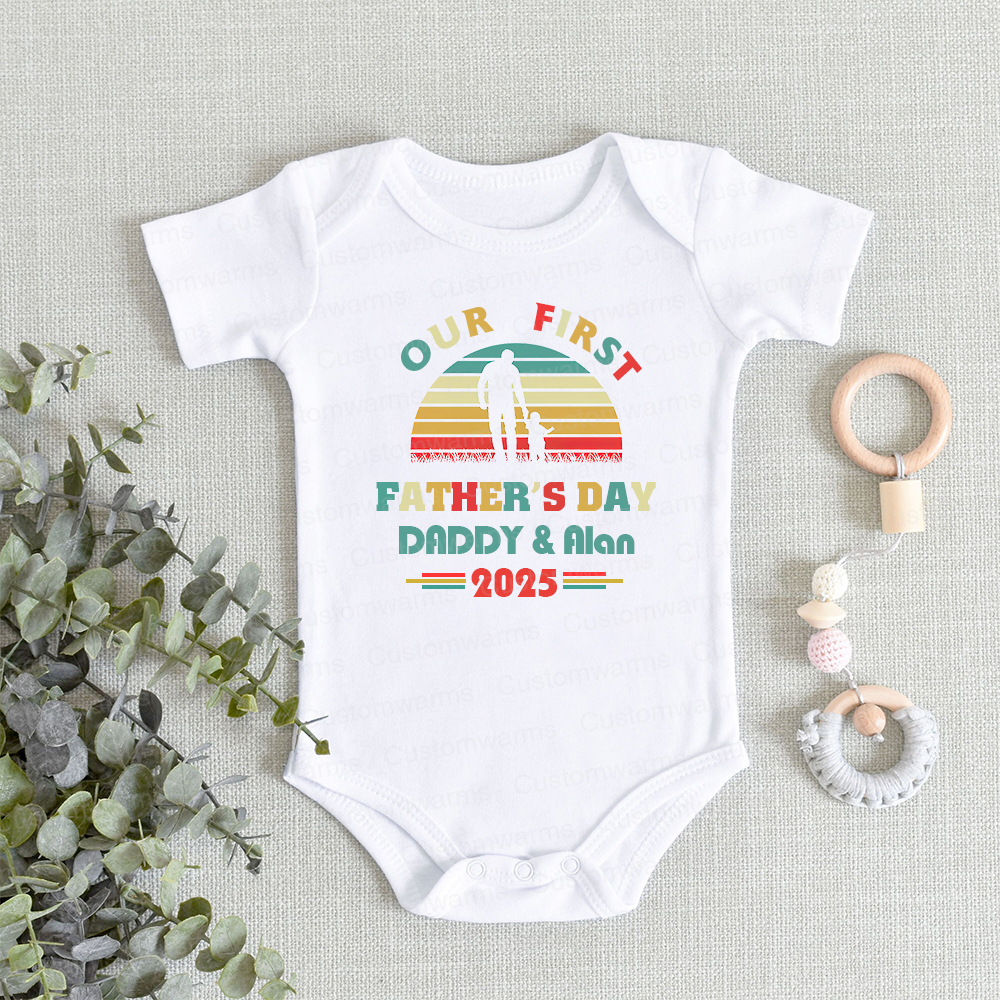 Personalized First Father's Day Daddy and Baby Outfit | CWFamily95
