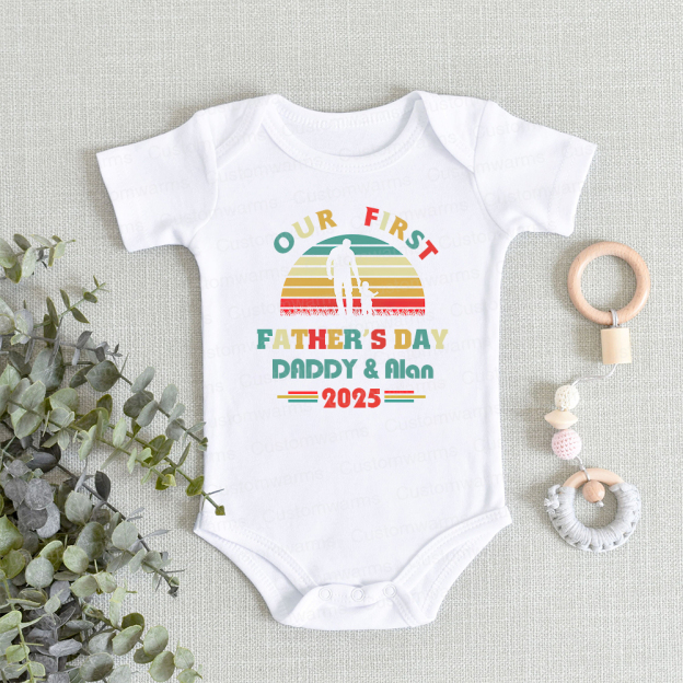 Personalized First Father's Day Daddy and Baby Outfit | CWFamily95